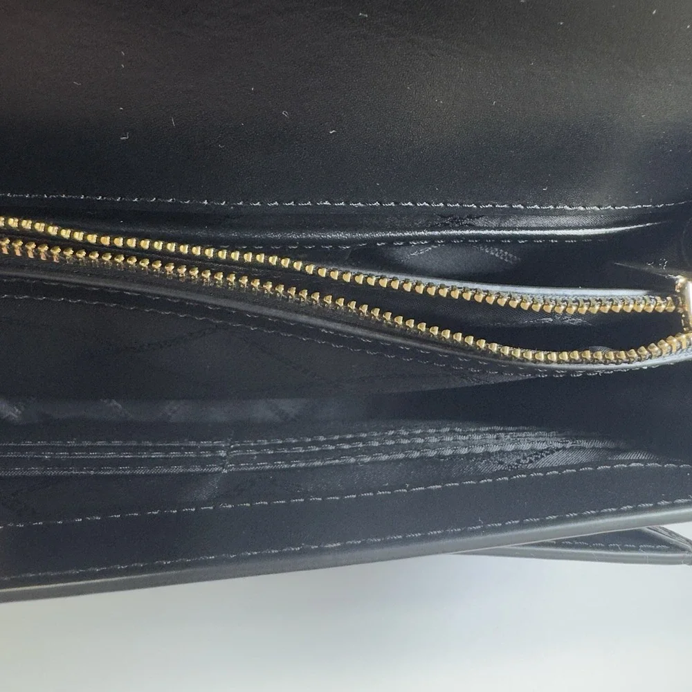 Michael Kors Black Leather Shoulder Bag with Gold Hardware